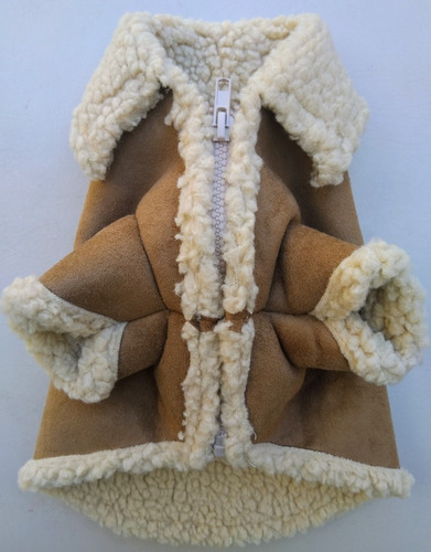 Chamarra Invierno Con Borrega Talla 4 Beige Ropa Para Perros