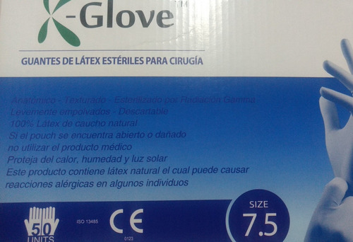 Guantes De Látex Estériles Para Cirugía Glove 50uni T/7.5