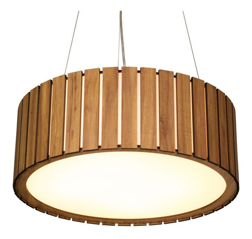 Pendente Redondo De Madeira Saruê Amêndola 50cm
