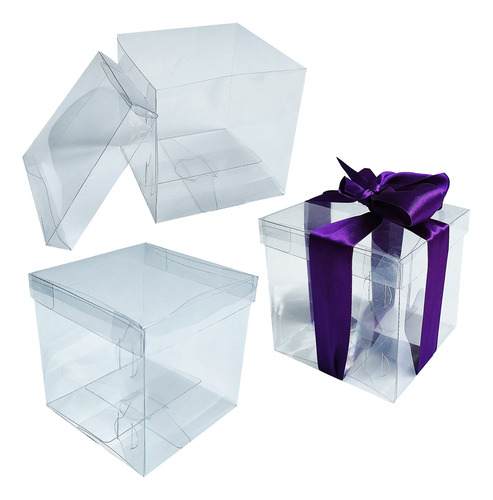 30 Cajas Acetato Transparente 12x12x12 Cms Tapa Transparente