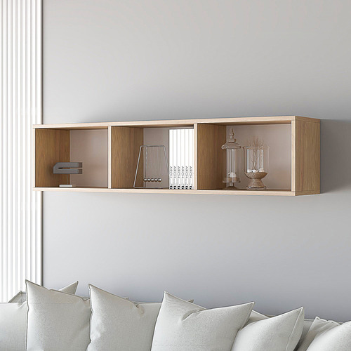 Estante flotante de melamina abierto 120cm de largo color blanco Ciudad Muebles 201-1