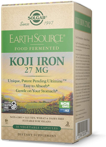 Koji Iron 27 Mg Solgar 30 Capsulas Sabor Neutro