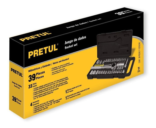Juego De Dados Con 39 Piezas Para Mecanica Pretul Set-39