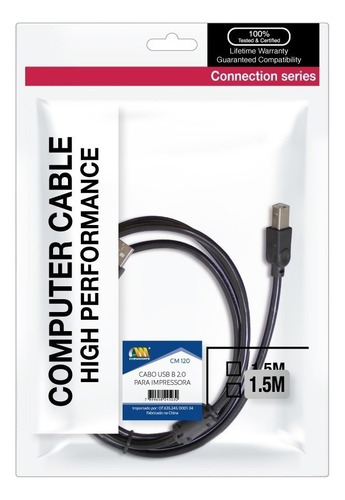 Cabo Md9 Usb 2.0 Am/bm Para Impressoras 1.5 Metros