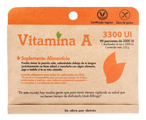 Vitamina A Dulzura (90 Porciones De 3300 Ui) Agro Servicio. Sabor Propio