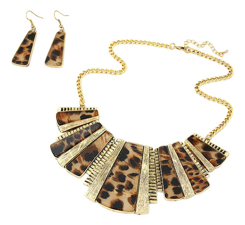 Conjunto De Collar Y Pendientes De Leopardo Vintage De Moda