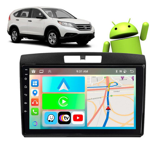 Kit Multimidia Android 9 Polegadas Crv 12 13 14 15 16 Gps Tv