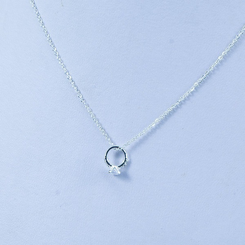 Imagen 5 de 7 de Collar Anillo De Compromiso Plata Fina .925 Con Zirconia