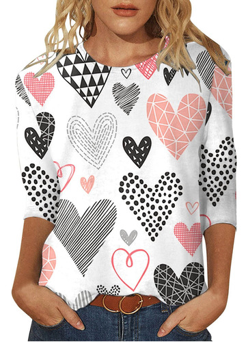 Blusa Tipo Camiseta Estampada Para El Día De San Valentín Pa