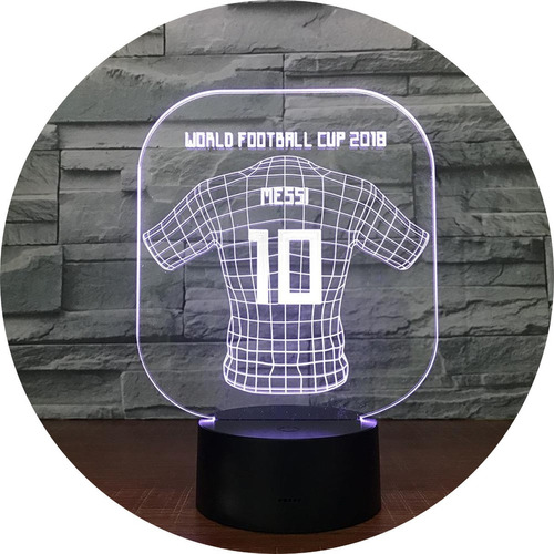 Lampara Led Acrílico Messi Camiseta Uniforme Futbol Deporte