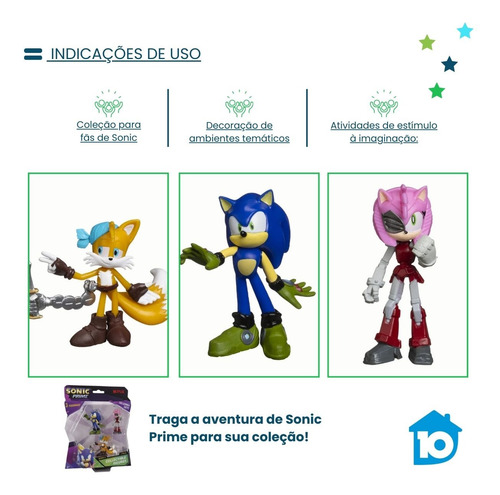 Kit Com 3 Bonecos Sonic Prime Colecionáveis Netflix Sortidos