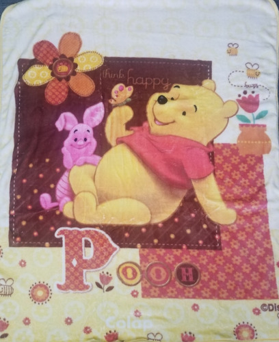 Cobertor De Bebe Pooh Cafe 1.10 X 1.40 , Marca Colap