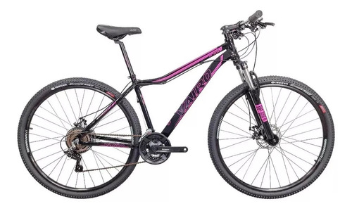 Mountain bike femenina Vairo XR 3.5 Lady  2023 R29 M 21v frenos de disco mecánico cambios Shimano color negro/rosa  