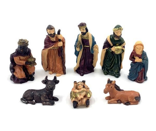Pesebre Navidad Figuras De Resina 8 Piezas, En Caja