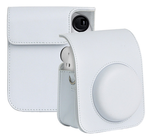 Funda Blanca De Piel Integral Para Fujifilm Instax Mini 12