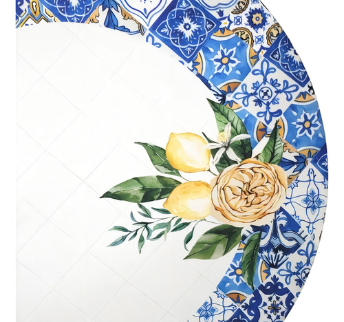 Set de 4 capas de anillos de sousplat con azulejos de lima siciliana, 35 x 35 cm