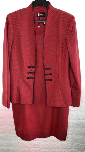 Vestido Y Blazer Cuadros Vichy Rojo Talla 8 - Small