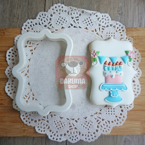 Imagen 7 de 9 de Set X4 Cortante Marco Cartel Vintage Galleta Fondant Deco