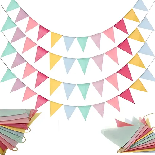 Set De 4 Banderines Tipo Lino Patio Color Decoración Boda Color Bandera ...