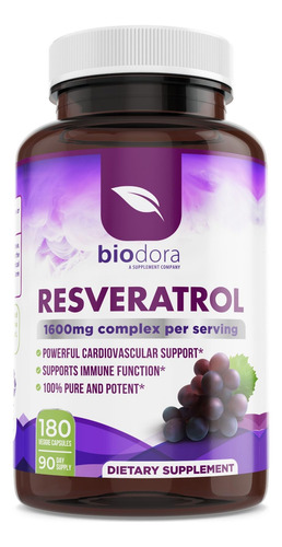 Suplemento Biodora Resveratrol 1600 Mg Con Té Verde 180 Cáps