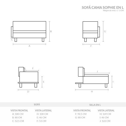 Sofá Cama En L Sophie Con Brazos Tela
