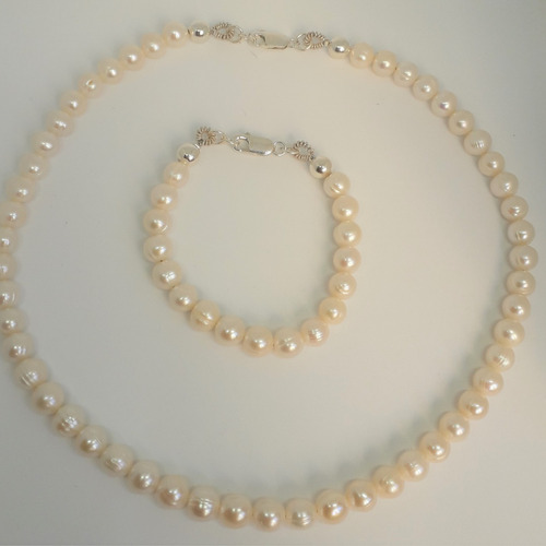 Perlas Naturales Cultivada Plata 925 Collar