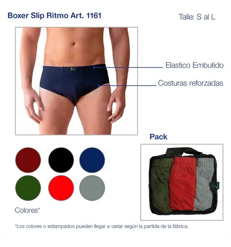 Pack X6 Slip Hombre Algodón Sin Toalla Ritmo Art. 1161 T2/6