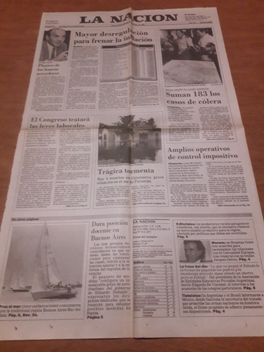Tapa Diario Nación 15 2 1992 Salta Colera Tucuman Inundacion (Usado)
