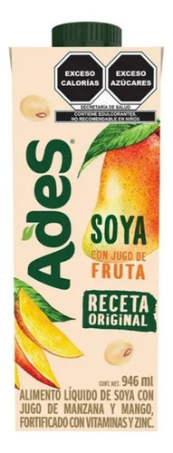 9 Pza Alimento Bebida De Soya Ades Sabor Mango 946 Ml