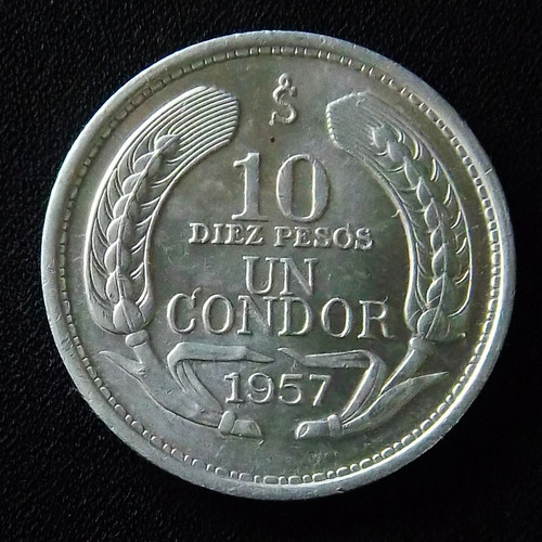 Chile 10 Pesos 1957 Excelente Km 181 Animal Cóndor
