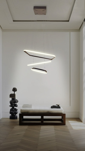 Colgante Jhano 3 Triple Iluminación Diseño Enertech Negro / Luz Cálida