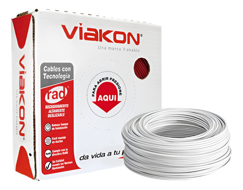 Cable Viakon Thw Cal. 12 Cm Ty Blanco 100 Metros