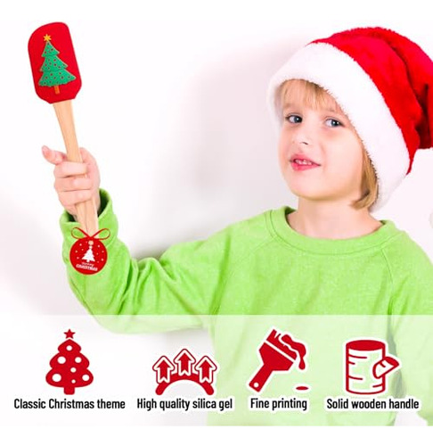 10 Espátulas De Silicona Navideñas Whaline - Espátula Con Di