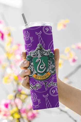 Termo Skinny Harry Portter Nombre Personalizado Slytherin Morado