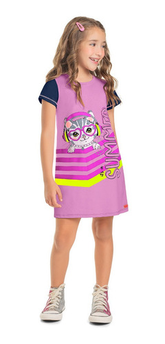 Vestido Infantil Meia Malha Penteada Marlan 64736  Tam 4 À 8