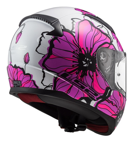Imagen 2 de 9 de Casco Moto Mujer Ls2 353 Rapid Poppies Rosa Pr