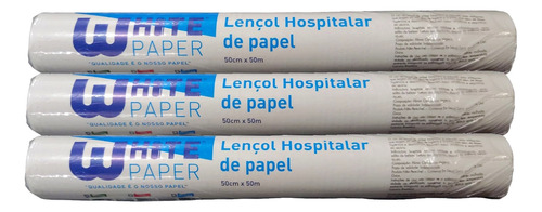 Lençol Descartavel Papel Hospitalar Maca 50x50 3 Rolos 