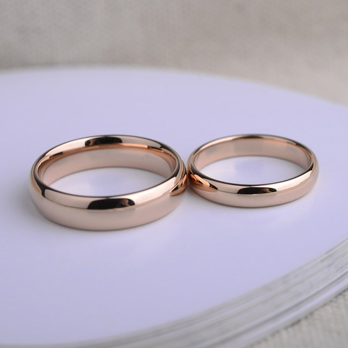 Imagen 3 de 6 de Par Anillos De Tungsteno Rose Gold Pareja Matrimonio