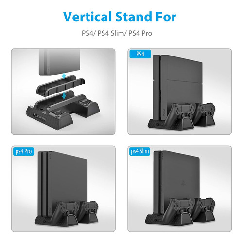 Soporte Y Cargador Vertical, Urwoow, Compatible Con Ps4