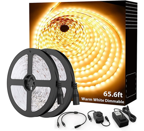 Onforu Tira De Luz Led Blanca Calida De 65.6 Pies  3000 K  