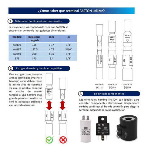 Terminal Macho Y Hembra Faston 16-14 Awg 187 100 Pares Am-e