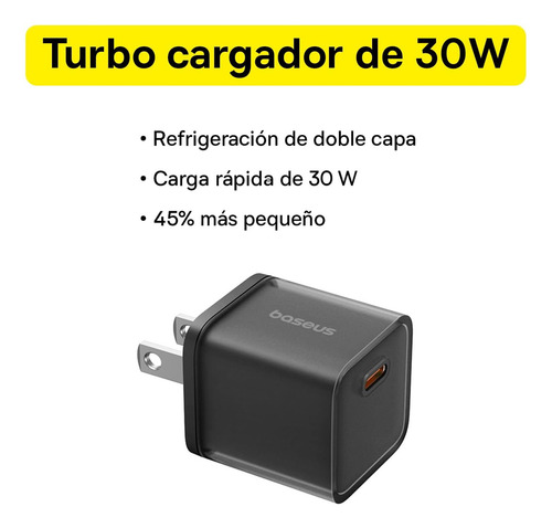 Kit Baseus 2 Cubos De Carga Usb Tipo C 30 W Carga Rápida Color Blanco + Color Negro iPhone 15/14/13/12/11/pro/pro Max/xs/xr, Galaxy S23 Ultra, Google Pixel 7, Macbook Air, iPad Pro