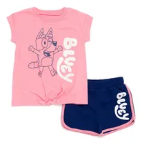 Comprar Conjunto De Ropa Bluey Para Niñas Pequeñas Y Pantalones Cort