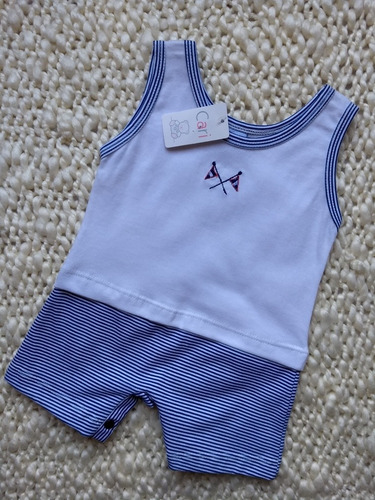 Enterito Musculosa 1mes 3meses 6meses Nene Recien O Bebe Azul-blanco Talle 1