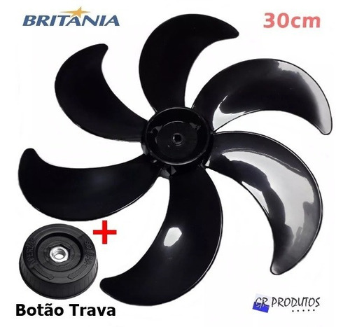 Hélice + Trava 30cm 6 Pás Ventil Britânia Philco Preto Origi