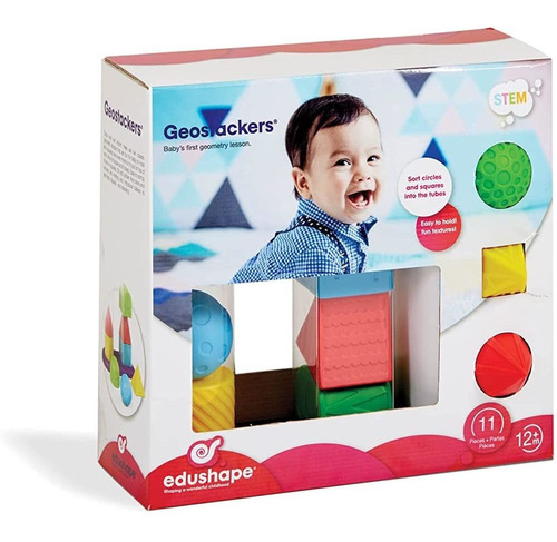 Edushape Baby Stacking Toys, 11 Pc Set - Geostacker Toddler 