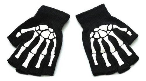 L Guantes Unisex De Medio Dedo Con Calavera Esqueleto Para