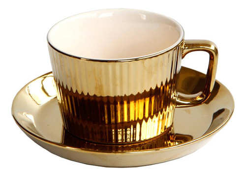 Taza De Té Y Platillo Dorados De 250 Ml, Taza De Expreso De