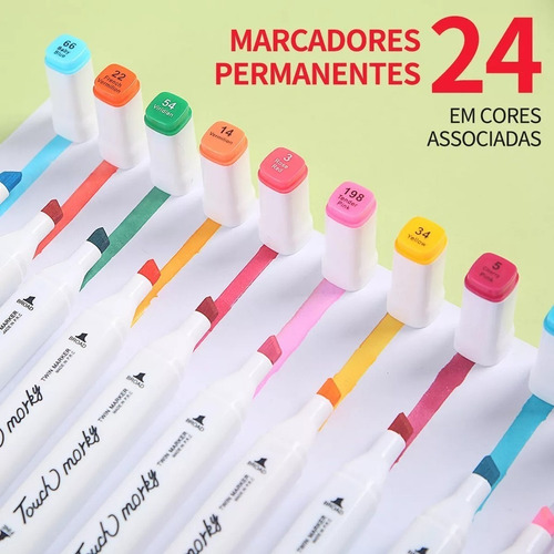 Marcadores Caneta Marcadora De Ponta Dupla 24 Cores
