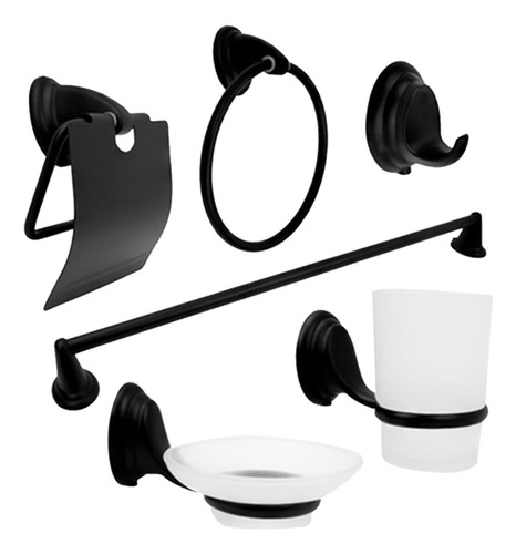 Juego De Accesorios Para Baño Fleximatic 4205 Negro Mate